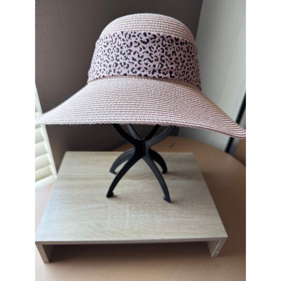 Magid Hats Pink Wide Brim Sun Hat with Animal Print Scarf, 4" Brim - Picture 7 of 8